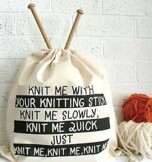 'knit me' drawstring bag by kelly connor designs knitting bags and gifts