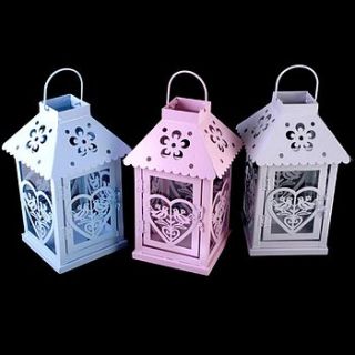 lovebird and heart pastel tea light lanterns by sleepyheads