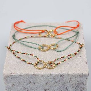 gold bracelets infinity, assorted colours by bohemia