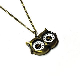 owl design double pocket watch necklace by hannah makes things