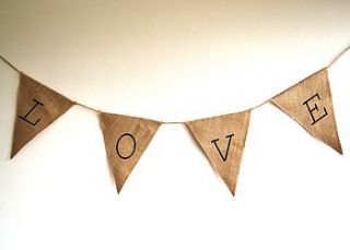 hessian 'love' bunting by bluebells & bunting