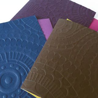hand embossed coloured cards, circle set by linokingcards