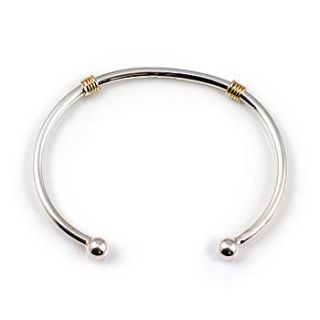 silver torq bangle with 9ct gold strings by argent of london