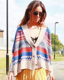 oversized chunky navajo cardigan by sugar + style