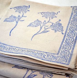 block printed tablecloth & napkins   various by the fairground