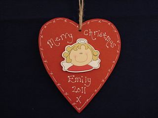 personalised christmas angel heart by kitty's