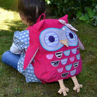 child's owl rucksack by coral candy
