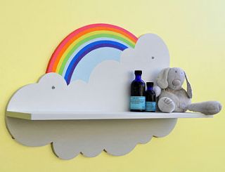 handmade cloud and rainbow shelf by the great green trading company