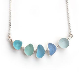 pale blue sea glass bar necklace by tania covo
