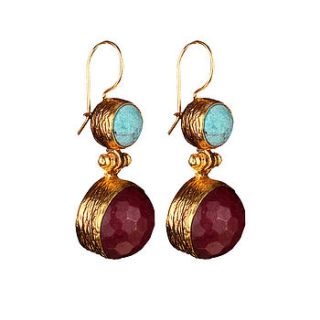 hanifeh red jade and turquoise earrings by sultanesque