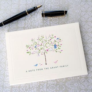 personalised tree notecards writing set by made by ellis