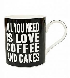 'love, coffee and cakes' mug by hope and willow