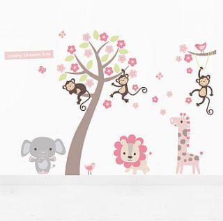 pastel blossom tree with animals wall sticker by parkins interiors