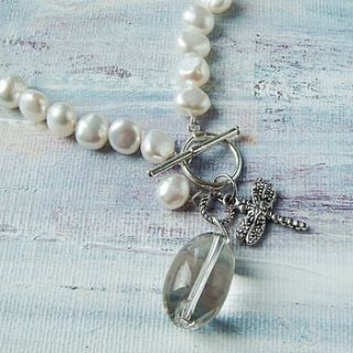 dragonfly pearl necklace by ladies who lunch