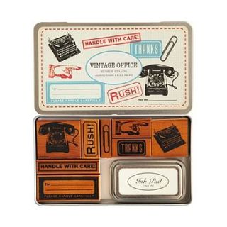 cavallini vintage office rubber stamps set by lytton and lily vintage home & garden
