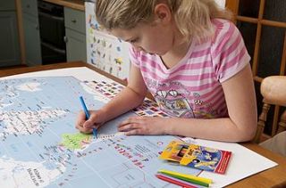 doodle world map with crayons by maps international