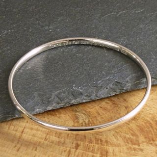 personalised women's silver bangle by hersey silversmiths