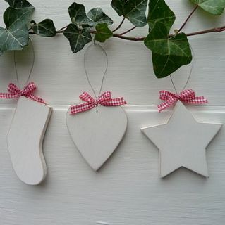 christmas tree decoration with gingham bow by rachel pettitt designs