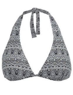 Accessorize Womens Tribal Monochrome Print Triangle Bikini Top Size 4 Multi