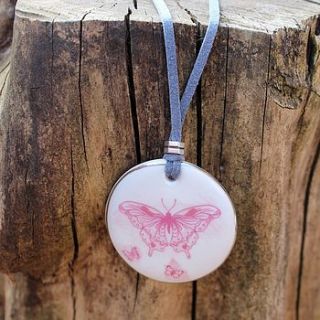 porcelain pendant with leather by nest