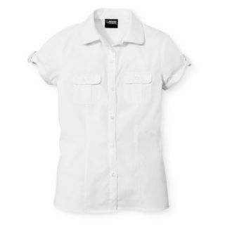 French Toast Girls School Uniform Short Sleeve Safari Blouse   White 6X