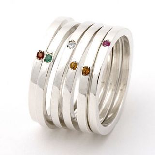 skinny silver gemstone ring by tlk