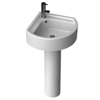 Porcher Solutions Medium Corner Bathroom Sink with Round Pedestal
