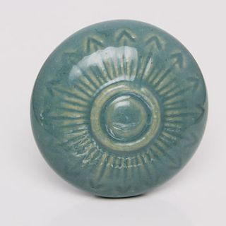 turquoise blue ceramic gleam door knob by trinca ferro