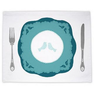 vintage plate place mat   teal by solitaire