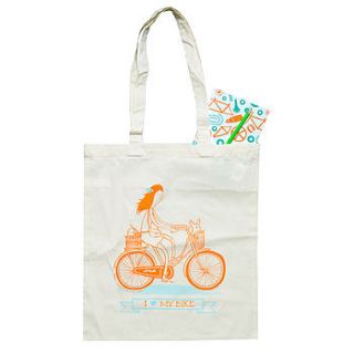 'i love my bike' tote bag by noodoll