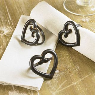 j'adore luxury iron heart napkin rings by dibor