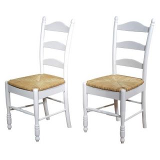 Chair Set Ladder Back Dining Chair  White (Set of 2)