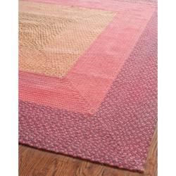 Hand woven Reversible Pink Braided Rug (5 X 8)