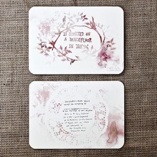 personalised wedding invitation and rsvp by julia eastwood