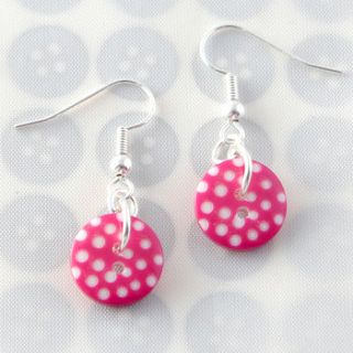 handmade polka dot button earrings by button it
