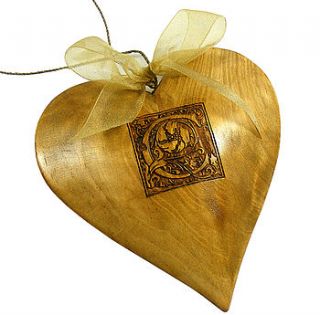 aged wooden keepsake initial heart by wooden keepsakes