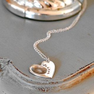 personalised heart fingerprint necklace by button and bean