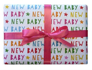 new baby star wrapping paper by toby tiger