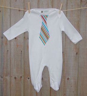 tie applique baby sleepsuit by frogs+sprogs