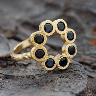 gold and black spinel rosette ring by embers semi precious and gemstone designs