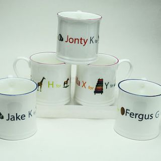 personalised alphabet christening mug by susan rose china