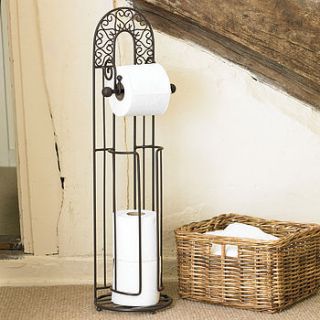cream/black toilet roll holder and store by dibor