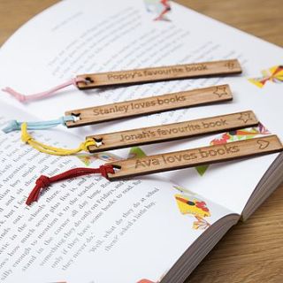 personalised child's wooden bookmark by scamp