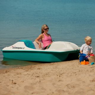 KL Industries Sun Dolphin Three Person Pedal Boat in Cream / Teal with