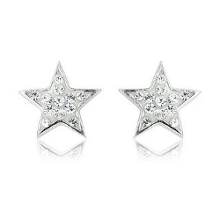 silver crystal star earrings by argent of london