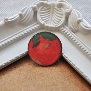 red japanese floral resin brooch by artysmarty