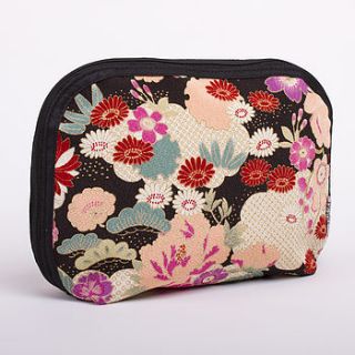 japanese kimono travel pouch sakura by keiko uchida