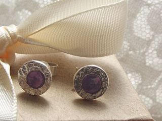 purple resin circle studs by lucy kemp jewellery