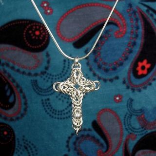 handmade silver cross necklace by woven silver jewellery