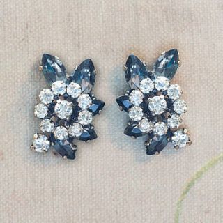 celia black crystal flower stud earrings by anusha